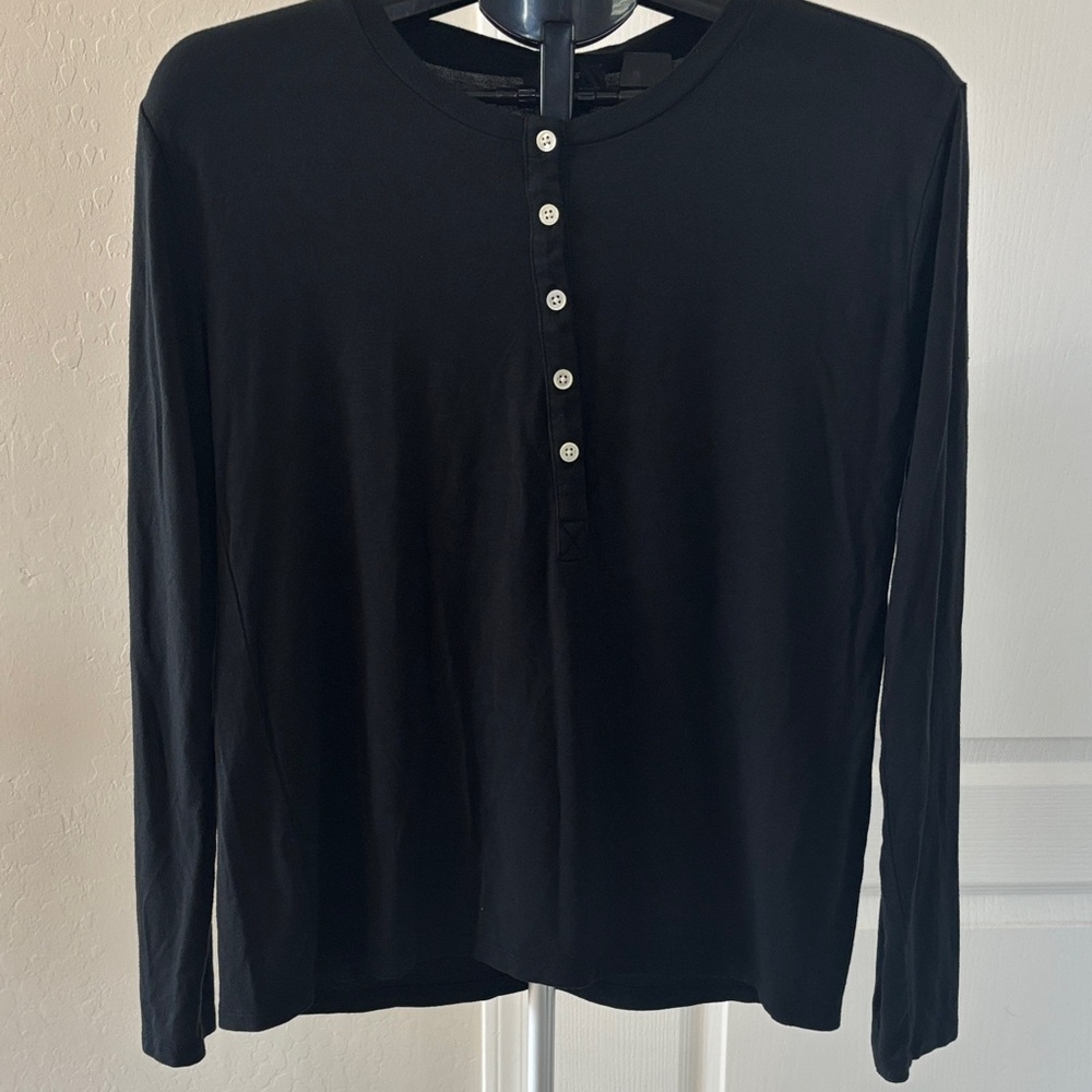 J. Crew Black Long Sleeve Henley Shirt